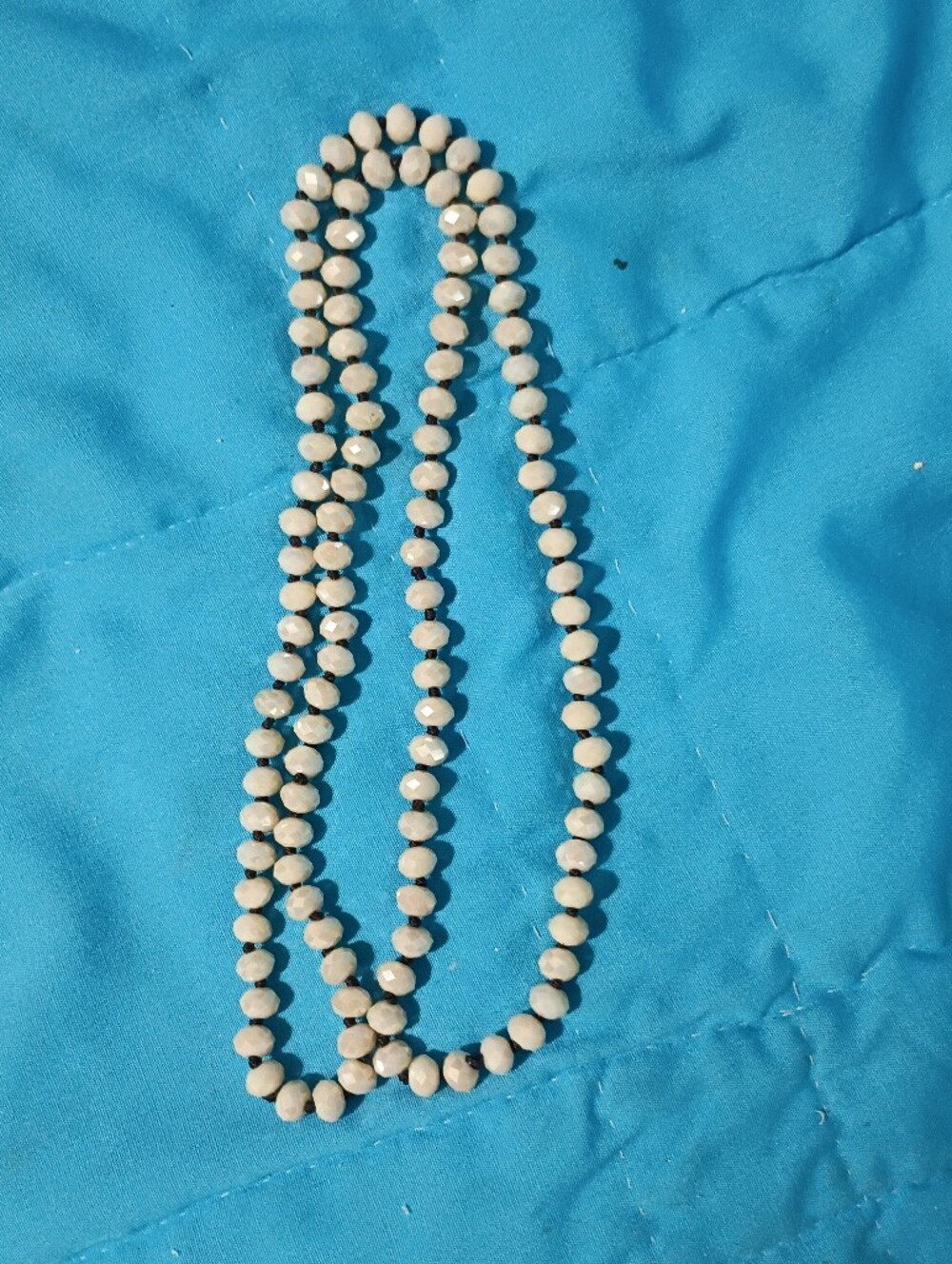 Vintage 32" White Sparkle Glass Beaded Necklace